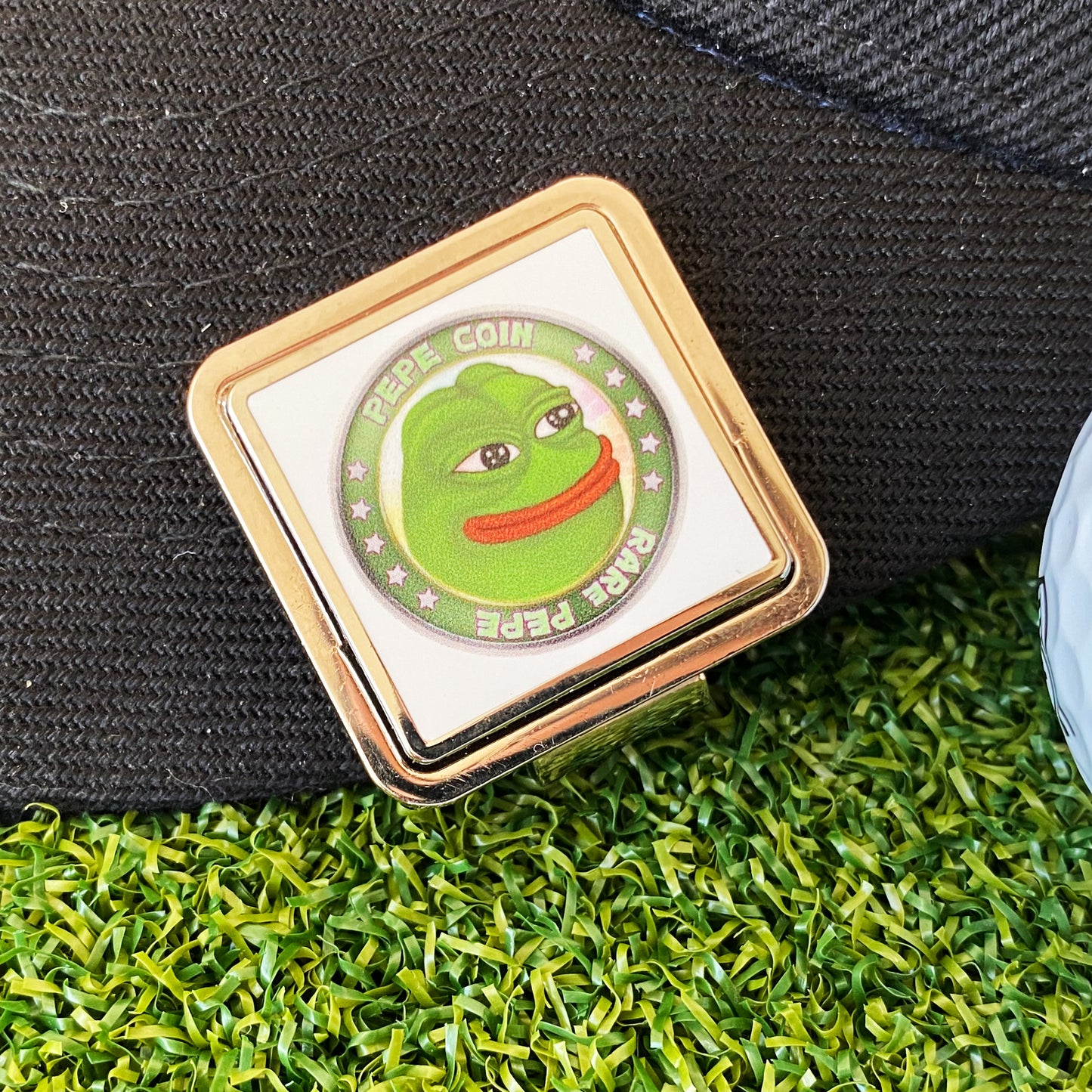 Pepe Coin Hat Clip Bottle Opener with Ball Marker – Meme Marker for Golfers, Beer Shotgun Tool & Dank Gift